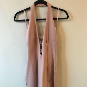 Halter top, pink/tan, strappy LF dress
